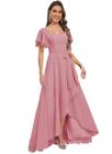 Vestido de dama de honra Monvelli Mauve Chiffon assimétrico longo