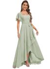 Vestido de dama de honra Monvelli Sage Green Chiffon Ruffles Plus 20W