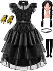 Vestido de fantasia Funna Black para festa de Halloween para crianças de 5 a 6 anos