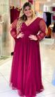 Vestido De Festa com manga longa Elegante Todo Brilhoso plus size Laço