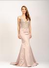 Vestido de Festa Dkreling Longo Nude Rose Bordado Tamanho P