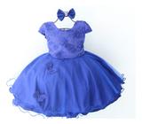 Vestido De Festa Infantil Azul Borboleta Jardim Luxoe Tiara