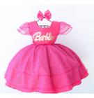Vestido De Festa Infantil Barbie Fashion Pink Luxo E Tiara