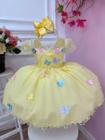 Vestido de Festa Infantil Luxo Princesa Temático de Jardim Mundo Encantado com Borboletas Cores Diversas