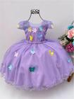 Vestido de Festa Infantil Luxo Princesa Temático de Jardim Mundo Encantado com Borboletas Cores Diversas