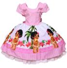 Vestido Infantil Moana Baby Rosa Fantasia Menina Aniversário - Tio