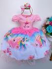 Vestido de Festa Infantil Unicornio Rosa