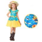 Vestido de Festa Junina Infantil Ester Amarelo e Azul Barato