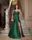 Vestido de Festa Longo Verde Esmeralda em Zibeline com Fenda de Luxo