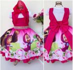 Vestido De Festa Luxo Infantil A Menina E O Urso C/ 3 Pçs