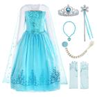 Vestido de Princesa com Paetês ReliBeauty para Meninas - Tamanho 7, Azul Claro