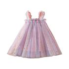 Vestido de Princesa de Malha para Meninas (1 a 5 anos) - Bordado, Laço e Manga Voadora