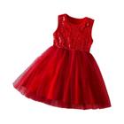 Vestido De Princesa De Malha Sem Mangas Com Lantejoulas Vermelhas Para Meninas De 2 a 6 Anos, Roupas