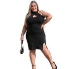 Vestido Decote Gota Com Fenda Sexy Plus Size