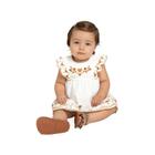 Vestido e Calcinha Bebê em Cotton Milon na cor Off White