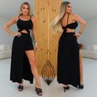 Vestido Elegante com Fenda e Short de Viscolycra Premium Moda Gringa de Festa e Balada