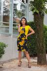 Vestido Evangélico Midi Tubinho Festas e Cultos para Igrejas Evangélicas Amarelo tamanho G