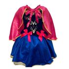 Vestido Fantasia Infantil Frozen Princesa Anna Luxo Curto + Capa - Reieliana