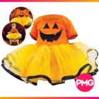 Vestido Fantasia Infantil Hallowen Abobora Dia das Bruxas Elegante