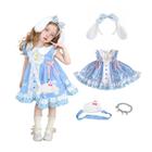 Vestido Fantasia Infantil HEIMINGDAN - Conjunto 4 Peças - Princesa Azul Anime