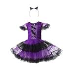 Vestido Fantasia Infantil Juvenil Luxo Festa de Halloween Dia das Bruxas Bruxinha Roxo Morcego Morceguinho + Tiara