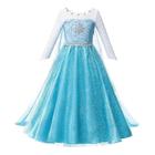 Vestido Fantasia Luxo Infantil Manga Branca Rainha Elsa Frozen