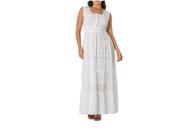 Vestido Feminino Alça Larga Laise Indiano Branco Com Botões