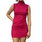 Vestido feminino Canelado Curto Alça Costas Aberta Gola Alta midi tubinho justo colado. vestido curto barato vestidinho canelado