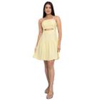 Vestido Feminino Curto Casual Alcinha Babado Soltinho Verão Fresquinho Com Bojo Tendência Confortável Elegante Costa Nua Acinturado Fashion