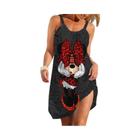 Vestido Feminino Estampado Grande De Verão Disney Mickey Minnie Soft Beach Casual Sling Style