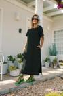 Vestido Feminino Gestante Liso com bolso Longo Preto Wendy