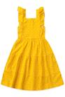 Vestido feminino infantil amarelo com bolinhas