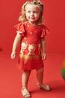 Vestido Feminino Infantil Natal Estampado Ursinho Brilhoso