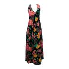 Vestido Feminino Longo Estampa Floral Sem Mangas em Viscose - OHB