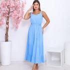 Vestido Feminino Midi Amarração com Forro e Decote V Tecido Premium