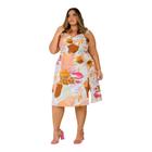 Vestido Feminino Midi Fenda Lateral Alça Plus Size Casual