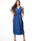 Vestido Feminino Midi Transpassado Razon Jeans