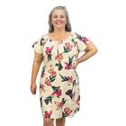 Vestido Feminino Plus Size Ciganinha Estampado Manga Curta Midi