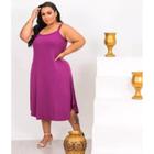 Vestido Feminino Plus Size de Alça Longo Soltinho Verão em Tecido Viscolycra Tamanho 46 ao 54