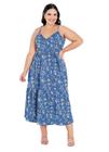 Vestido Feminino Plus Size Midi Alcinha Decote Transpassado