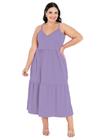 Vestido Feminino Plus Size Midi Alcinha Decote Transpassado