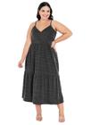 Vestido Feminino Plus Size  Midi Alcinha Decote Transpassado