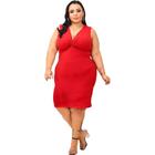 Vestido Feminino Plus Size Nozinho Canelado Decote V