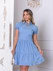 Vestido Feminino Tecido Jeans Modelo Evasê Godê Moderno e Estiloso