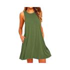 Vestido feminino verão casual camiseta vestidos praia cobrir simples plissado tanque bolsos vestido
