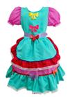 Vestido Festa Junina Infantil Verde Multicolor Quadrilha