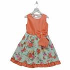 Vestido Floral Coral C/ Laço - Brubella