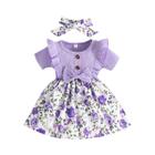 Vestido Floral de Verão para Meninas (0-3 anos) - Modelo Princesa com Manga Curta