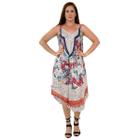 Vestido Florido Verão Trapézio De Viscose Plus Size Indiano