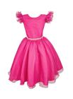 Vestido Glitter Pink Manga Godê De Festa Infantil Rodado